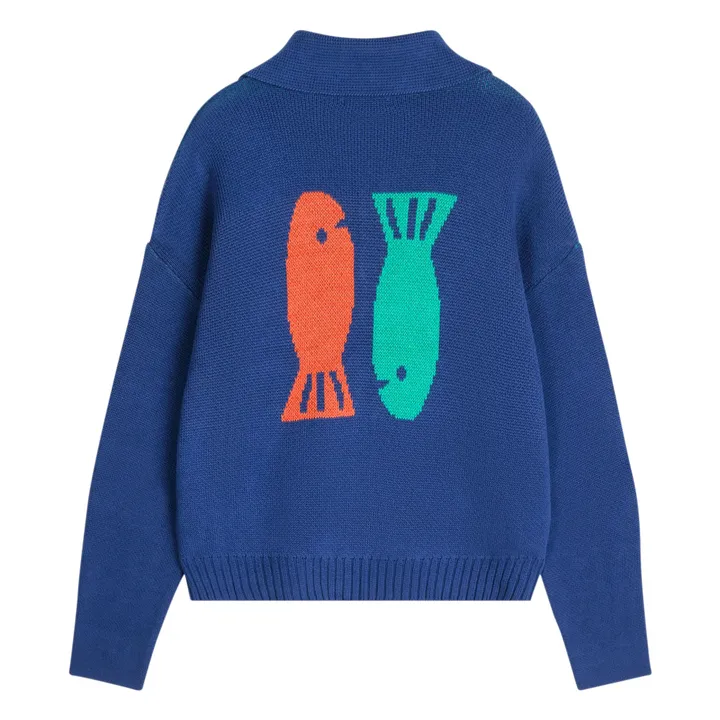 Cardigan Couple Fish Coton Bio - Collection Femme | Bleu marine- Image produit n°3
