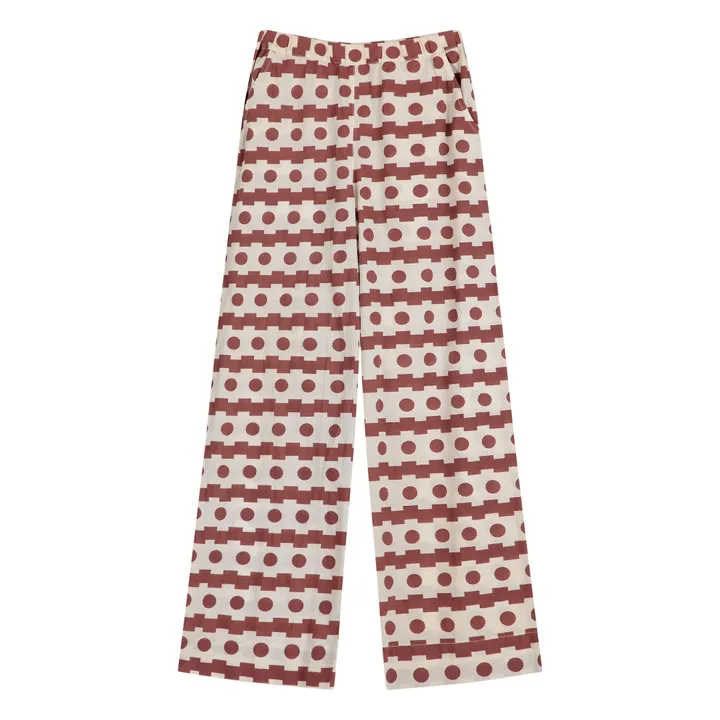 Pantalon Géométrique Voile de Coton Bio - Collection Femme | Marron- Image produit n°0