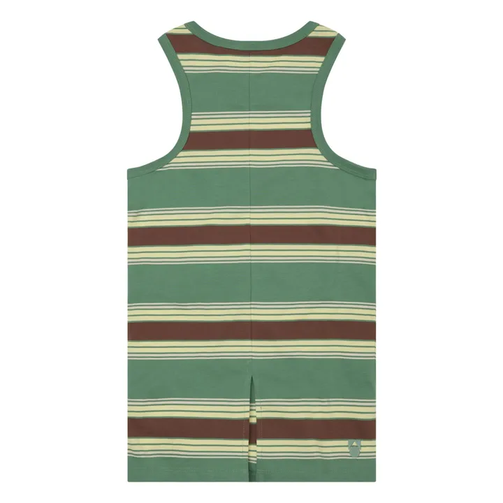Vestido de rayas de algodón orgánico | Verde agua- Imagen del producto n°3