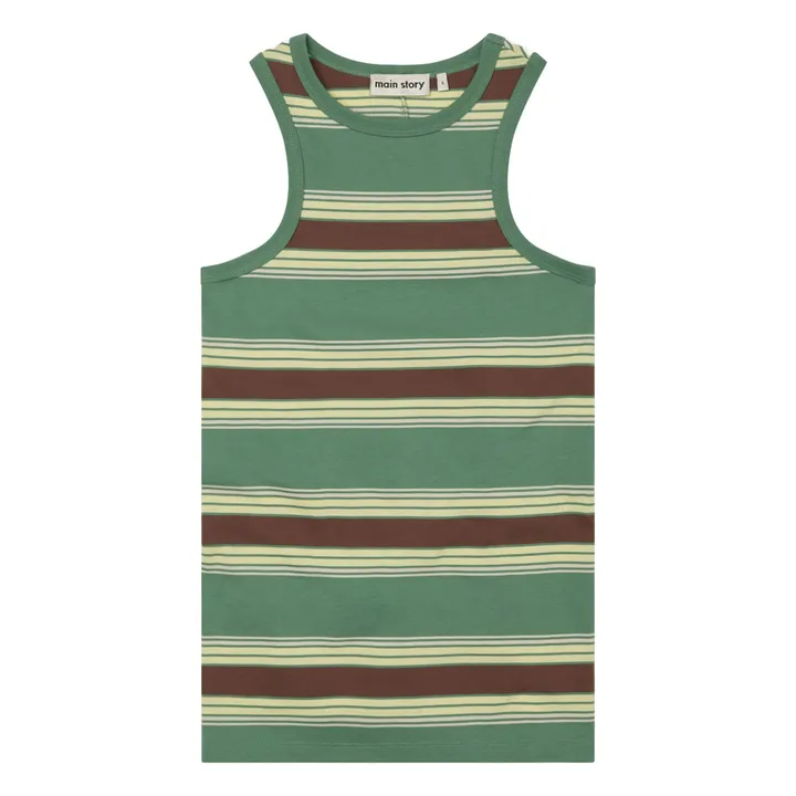 Vestido de rayas de algodón orgánico | Verde agua- Imagen del producto n°0