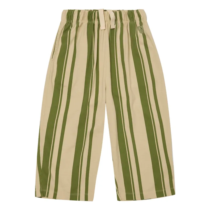 Pantaloni a righe in cotone biologico | Beige- Immagine del prodotto n°0