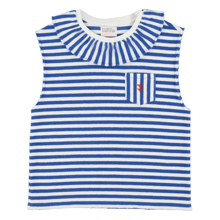Débardeur Mathilde Rayures Coton Bio | Bleu- Image produit n°0