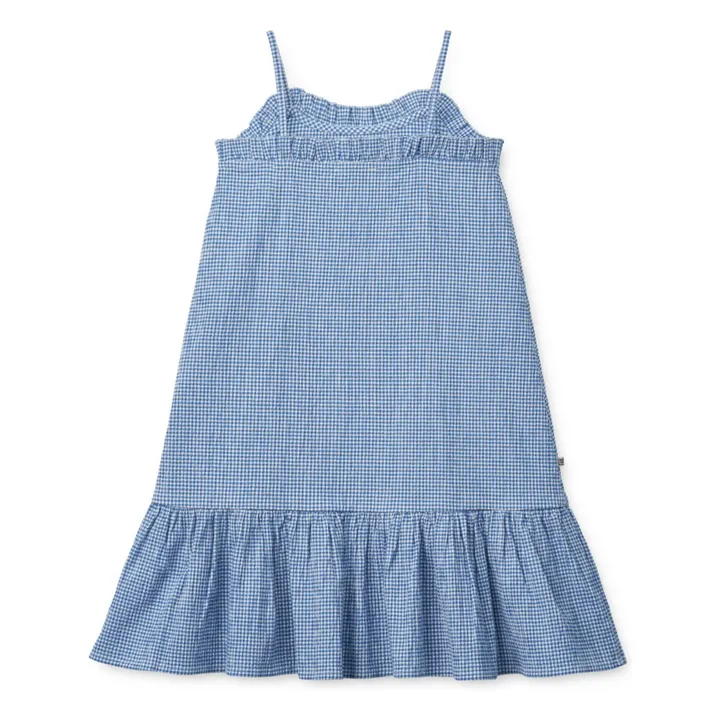 Abito Sophia in cotone organico seersucker | Blu- Immagine del prodotto n°2