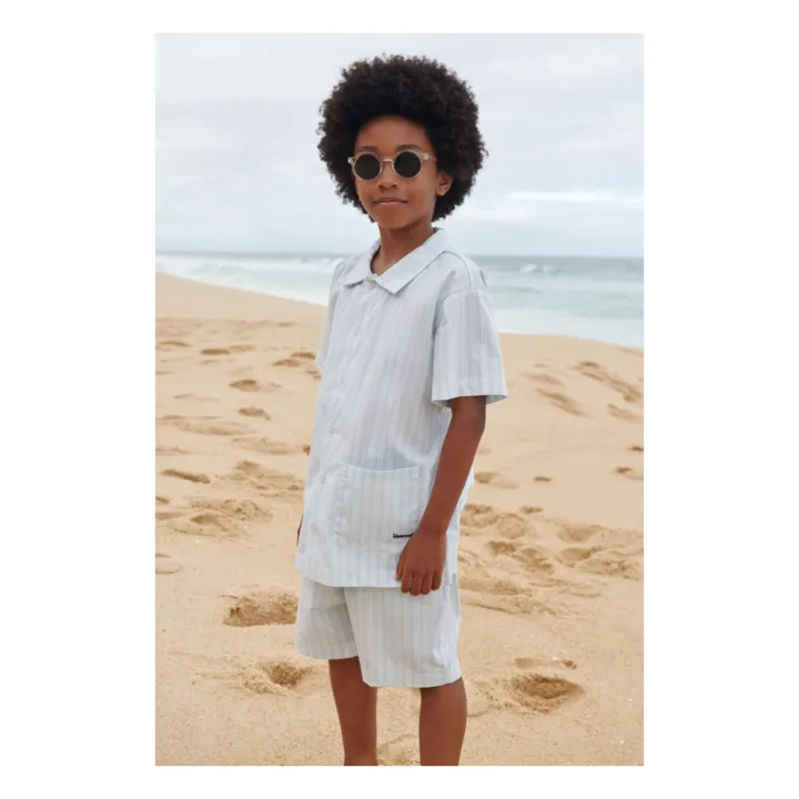 Leona Organic Cotton Shirt and Short Set | Light blue- Product image n°1