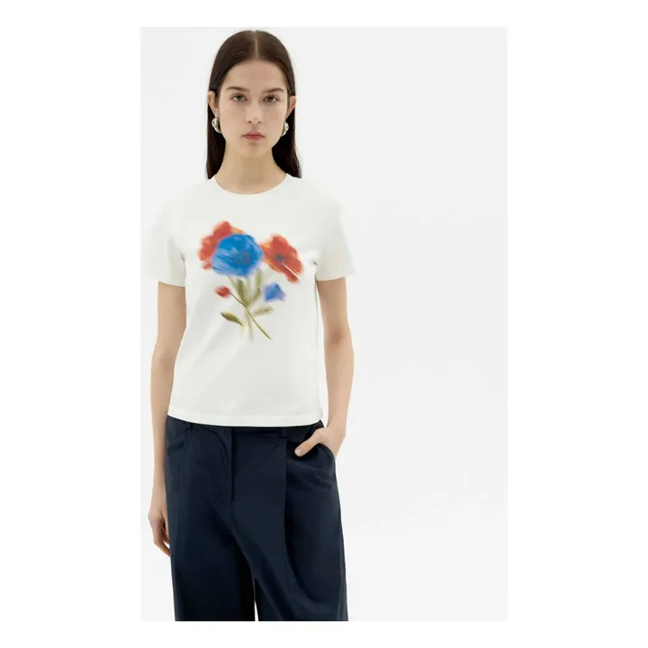 T-shirt Blurry Flower Ida Coton Bio | Blanc- Image produit n°1