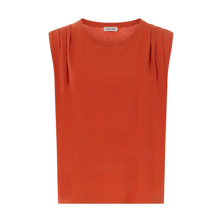 Débardeur Loose Plissé Coton Bio | Corail- Image produit n°0