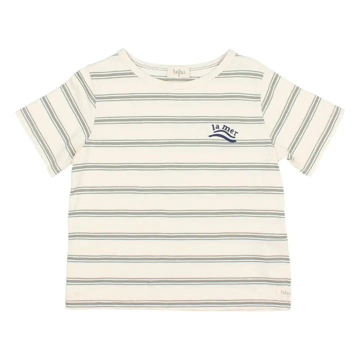 Gestreiftes T-Shirt aus Bio-Baumwolle | Seladon- Produktbild Nr. 0