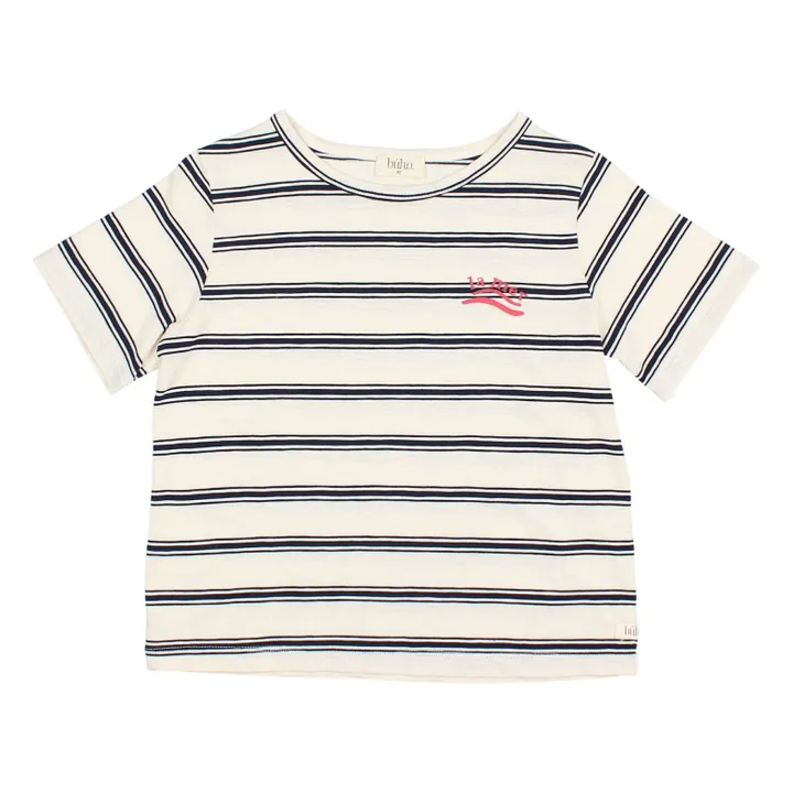 Camiseta de rayas de algodón ecológico | Azul Noche- Imagen del producto n°0