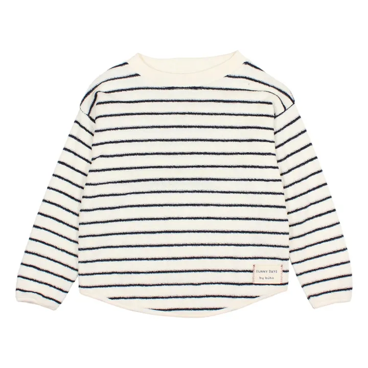 Sweat Terry Rayures Eponge Coton Bio | Bleu- Image produit n°0