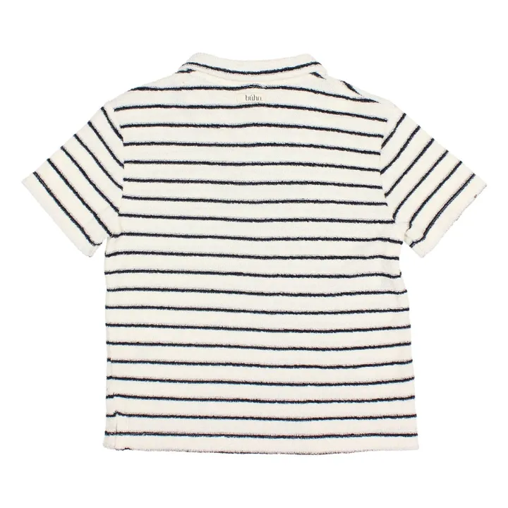 Polo Terry Rayures Eponge Coton Bio | Bleu- Image produit n°1
