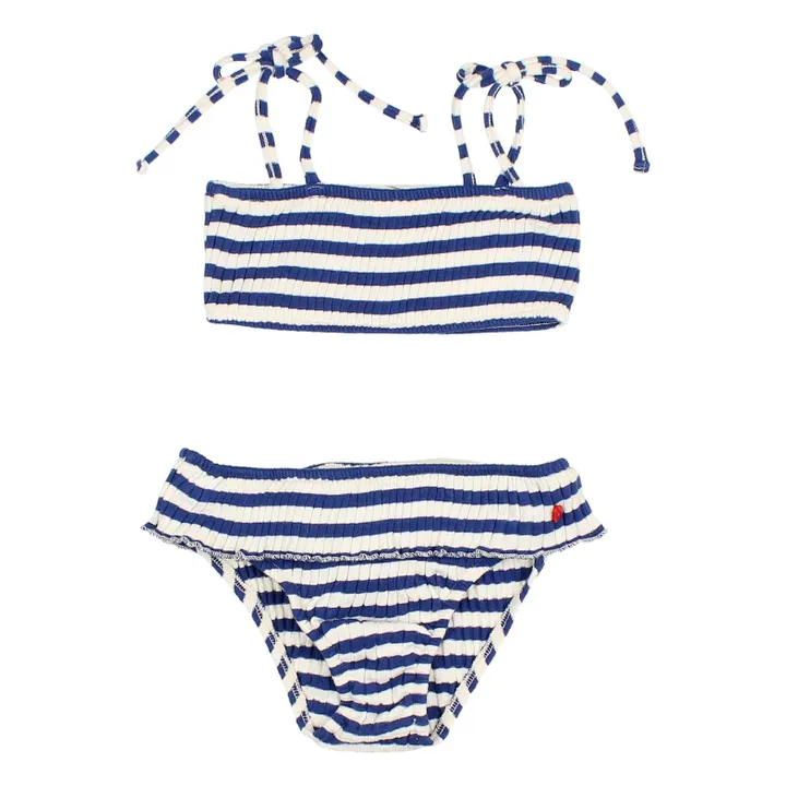 Maillot de Bain 2 pièces Côtelé Rayures Coton Bio | Bleu indigo- Image produit n°0