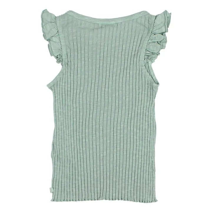 Camiseta de tirantes con volantes de algodón orgánico | Verde Celedón- Imagen del producto n°1