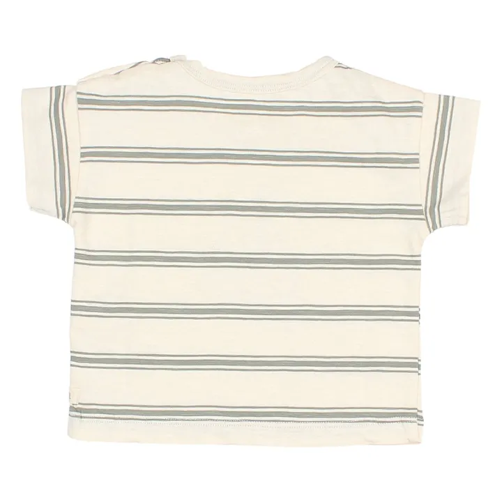 T-shirt Rayures Bébé Coton Bio | Vert céladon- Image produit n°1