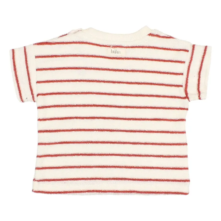 T-shirt Terry Rayures Eponge Bébé Coton Bio | Rouge- Image produit n°2