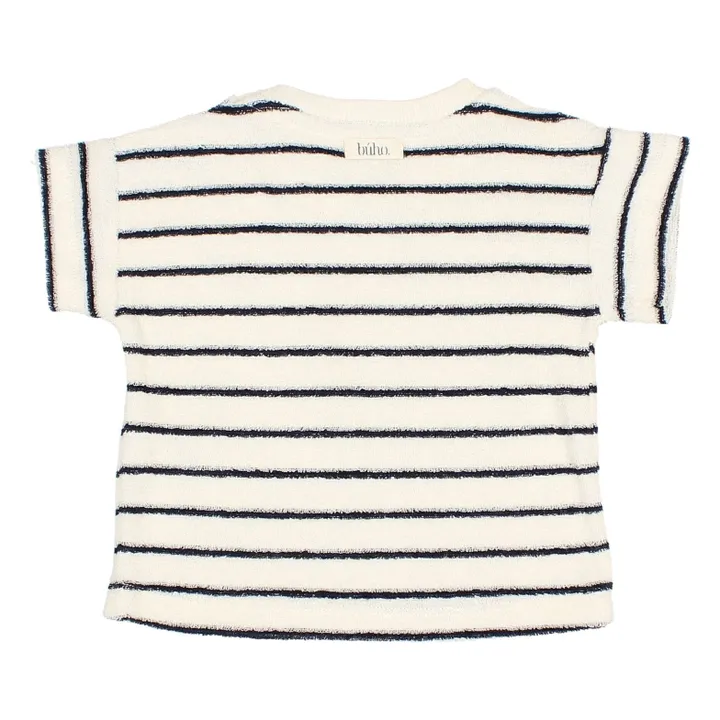 T-shirt Terry Rayures Eponge Bébé Coton Bio | Bleu- Image produit n°1