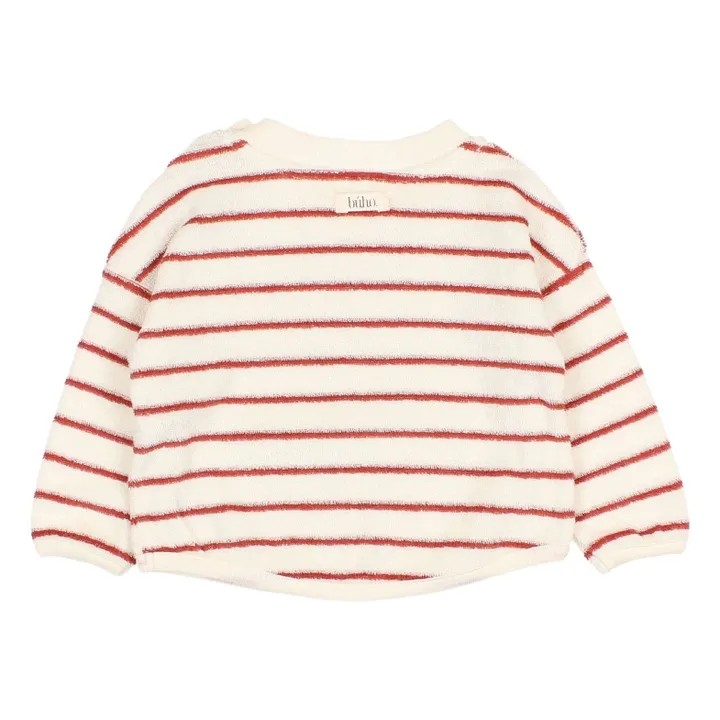 Sweat Terry Rayures Eponge Bébé Coton Bio | Rouge- Image produit n°2