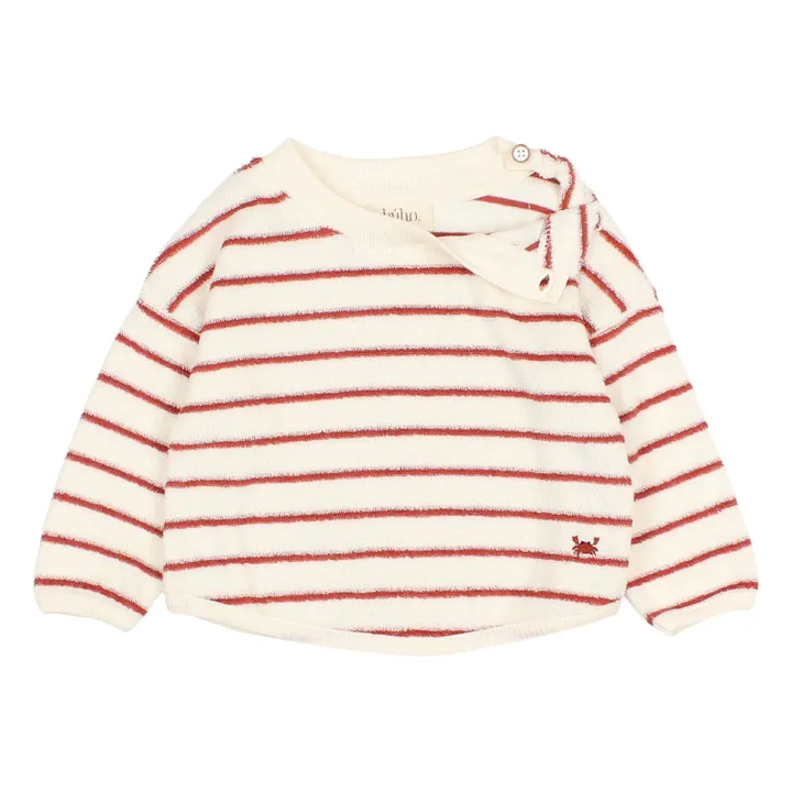 Sweat Terry Rayures Eponge Bébé Coton Bio | Rouge- Image produit n°1