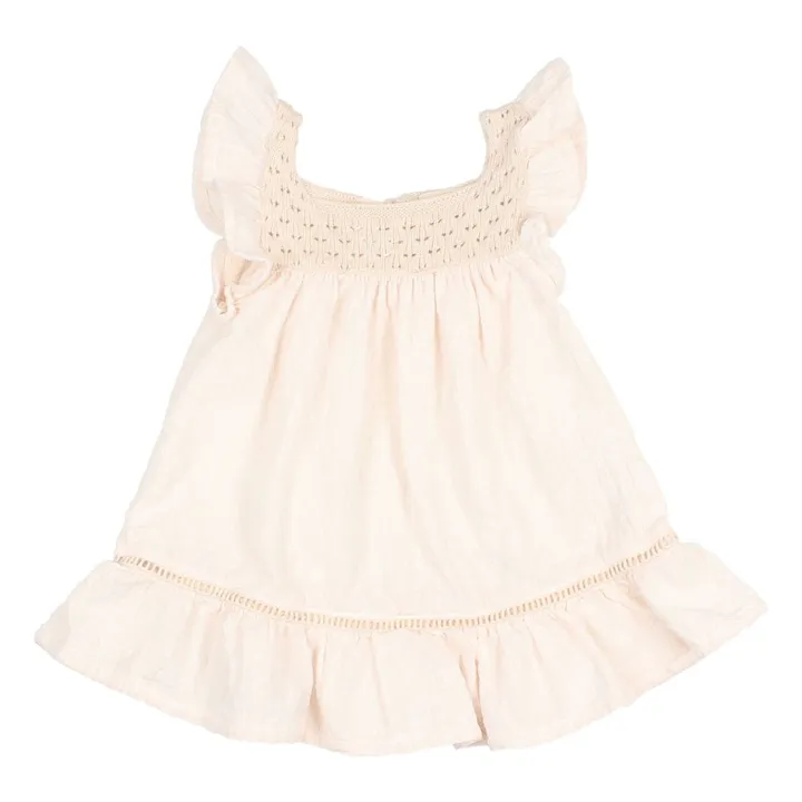 Boho Baby Organic Cotton Dress | Ivory- Product image n°0