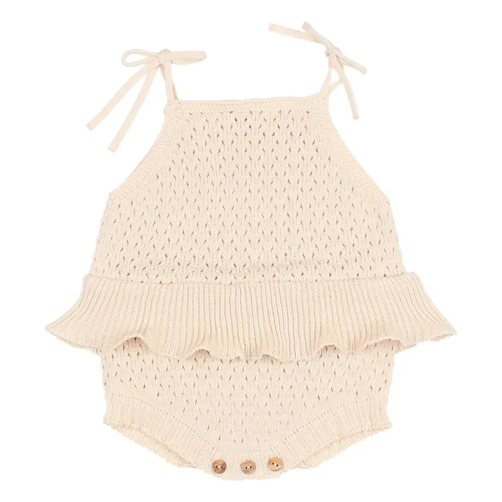 Barboteuse Girly Coton Bio | Ecru- Image produit n°0