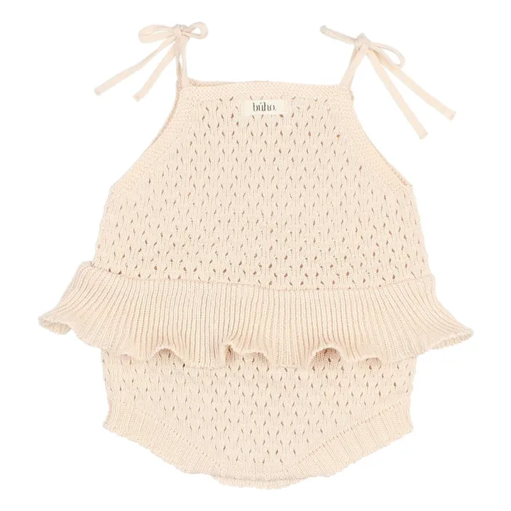 Barboteuse Girly Coton Bio | Ecru- Image produit n°3