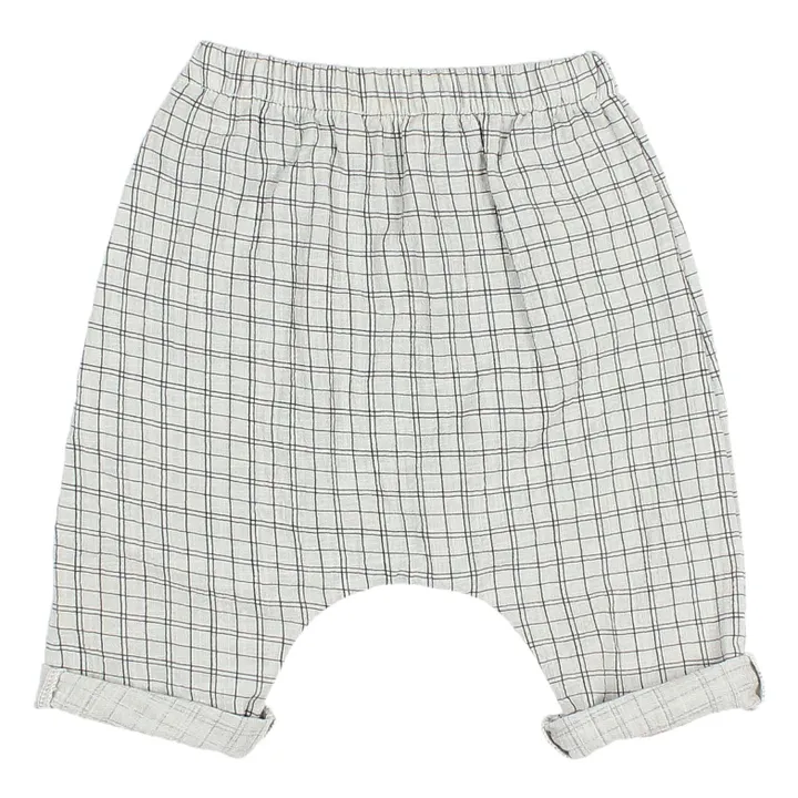 Pantalon Mini Check Coton Bio | Ecru- Image produit n°1