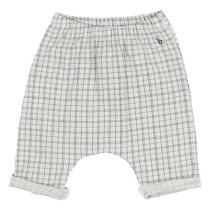 Pantalon Mini Check Coton Bio | Ecru- Image produit n°0