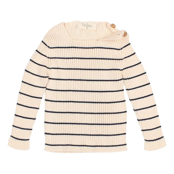Pull Rayures Coton Bio | Ecru- Image produit n°4