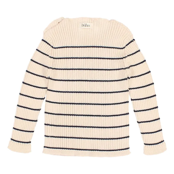 Pull Rayures Coton Bio | Ecru- Image produit n°3