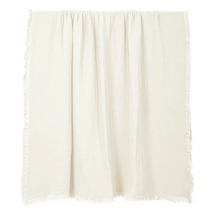 Couvre-lit en voile de coton Vanly | Ivoire- Image produit n°0