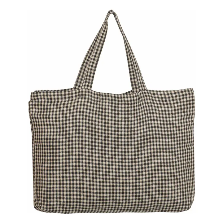 Piana II gingham tote bag | Carbon- Product image n°0