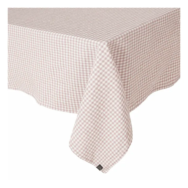 Piana II gingham tablecloth | Powder pink- Product image n°0