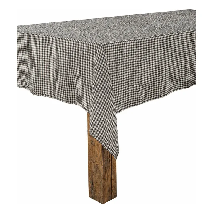 Piana II gingham tablecloth | Carbon- Product image n°0