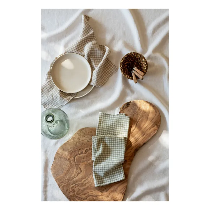 Piana II gingham tea towel | Almond green- Product image n°1