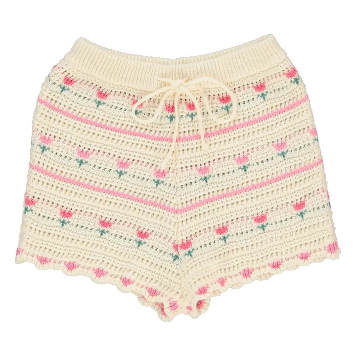 Pantalón corto de ganchillo Tulipán de algodón ecológico | Beige- Imagen del producto n°0