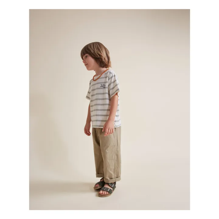 T-shirt Rayures Coton Bio | Vert céladon- Image produit n°2