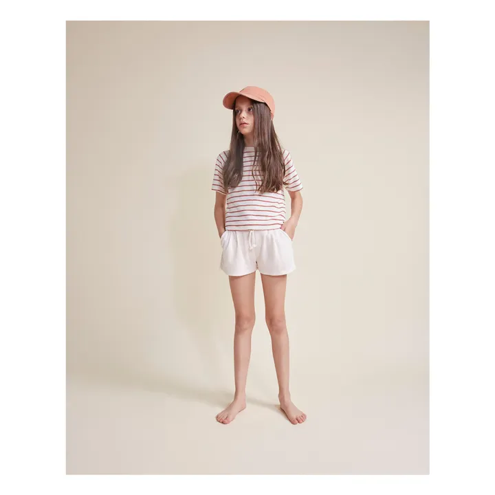 T-shirt Terry Rayures Eponge Coton Bio | Rouge- Image produit n°1