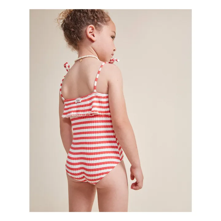 Maillot de Bain Côtelé Rayures Coton Bio | Rouge vermillon- Image produit n°2