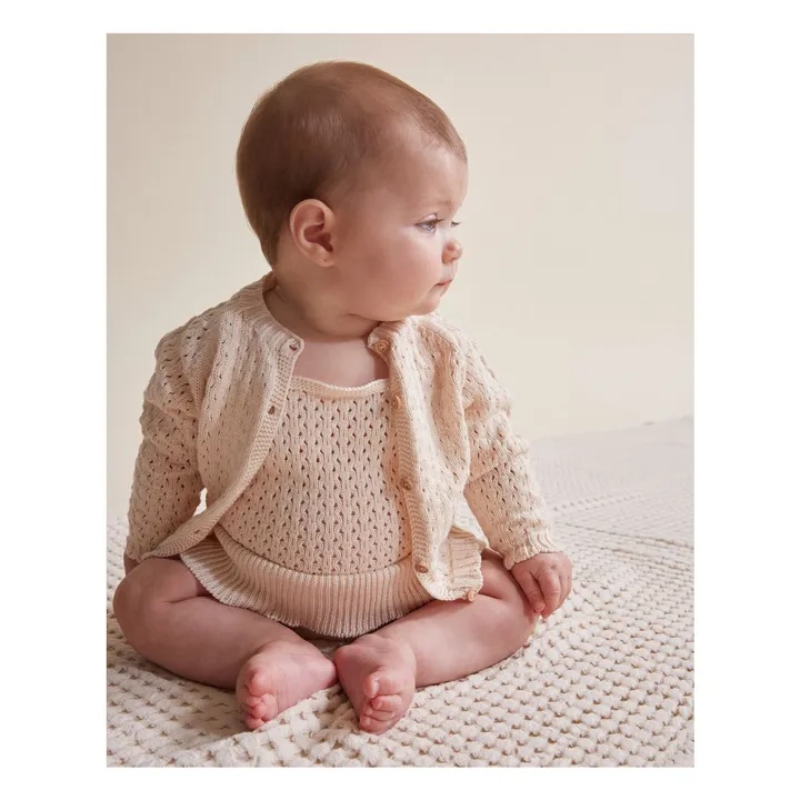Barboteuse Girly Coton Bio | Ecru- Image produit n°1
