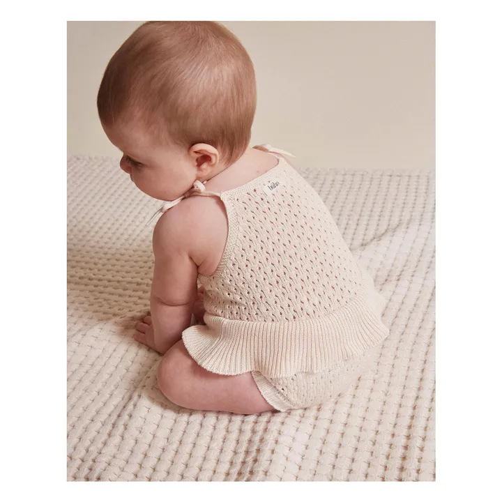 Barboteuse Girly Coton Bio | Ecru- Image produit n°2