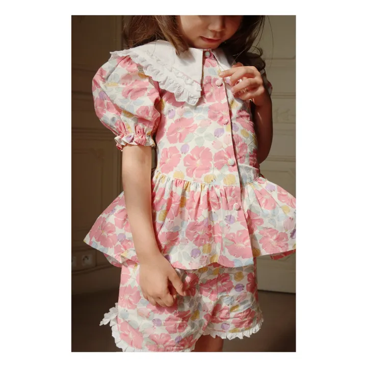 Blouse à Col Cœur Coton Bio | Rose- Image produit n°1