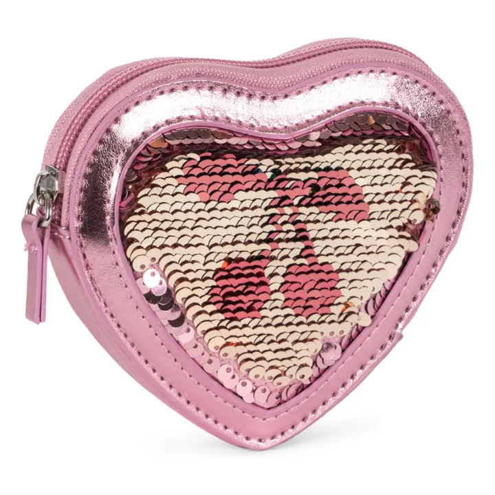 Porte Monnaie Cœur Sequin | Rose- Image produit n°1