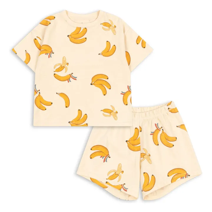 Banana T-Shirt and Linen Short Set | Cream- Product image n°0