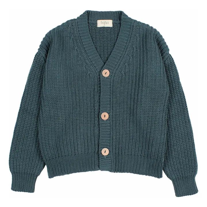 Chaqueta de punto de algodón ecológico | Azul Pato- Imagen del producto n°0