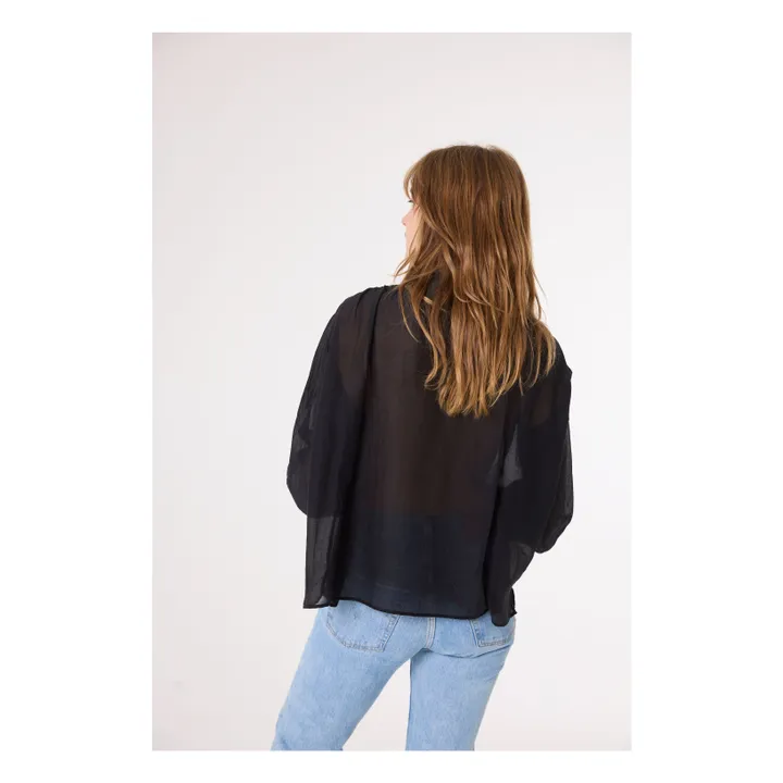 Camicia in cotone biologico e seta Ali | Nero- Immagine del prodotto n°3