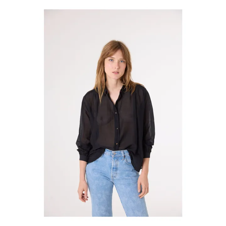 Camicia in cotone biologico e seta Ali | Nero- Immagine del prodotto n°1