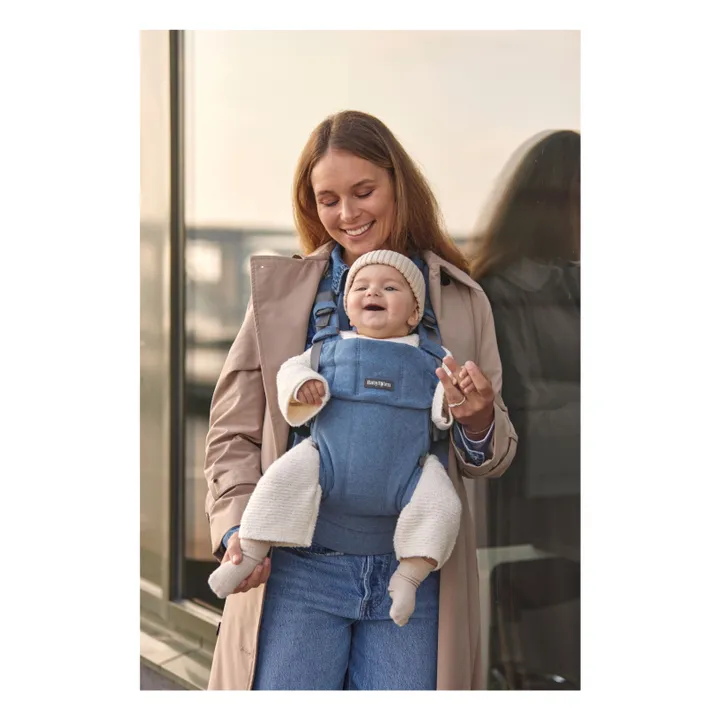 Porte-bébé Harmony en jersey tissé chiné | Bleu- Image produit n°1