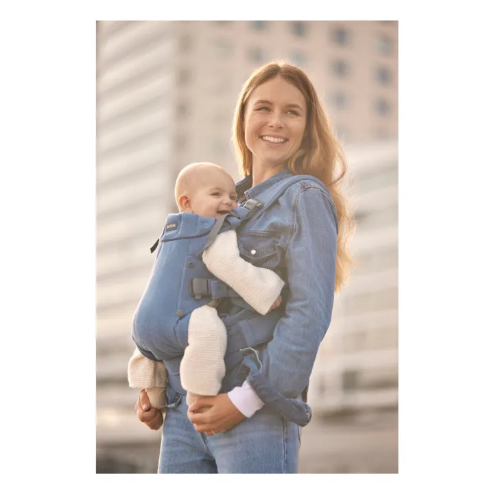 Porte-bébé Harmony en jersey tissé chiné | Bleu- Image produit n°2