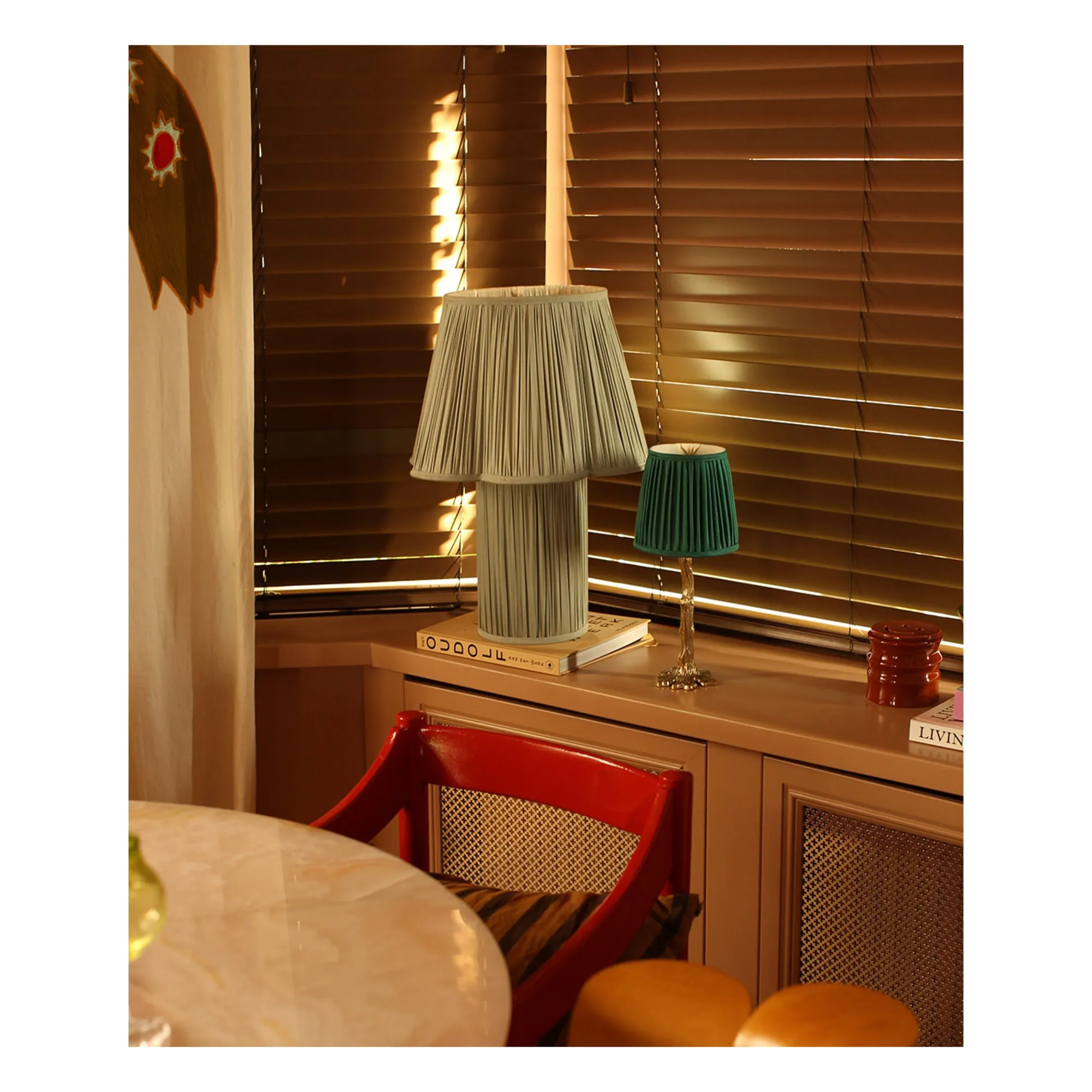 Lampe à poser en soie Myra | Sauge- Image produit n°4
