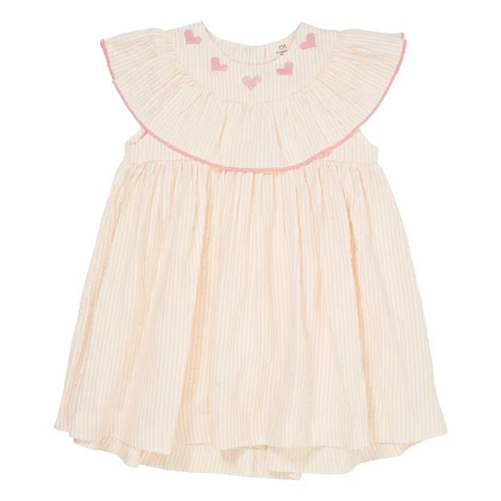 Vestido de rayas de algodón ecológico | Rosa Pálido- Imagen del producto n°0