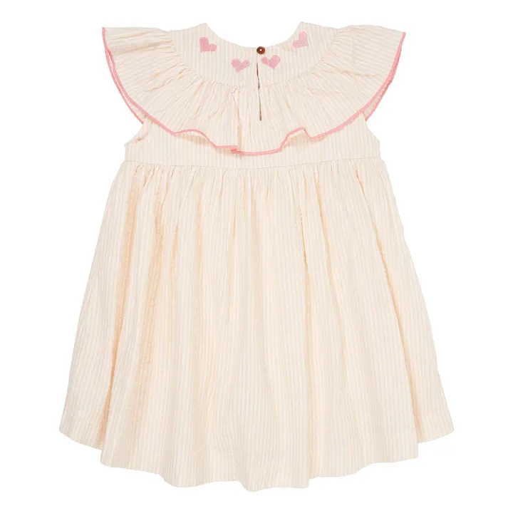 Vestido de rayas de algodón ecológico | Rosa Pálido- Imagen del producto n°3